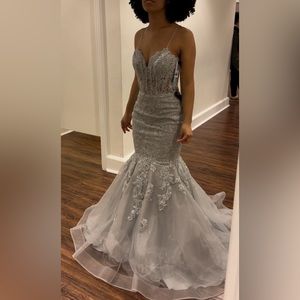 Prom dress silver size 0